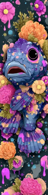 Free printable fish bookmark featuring wide eyed fish